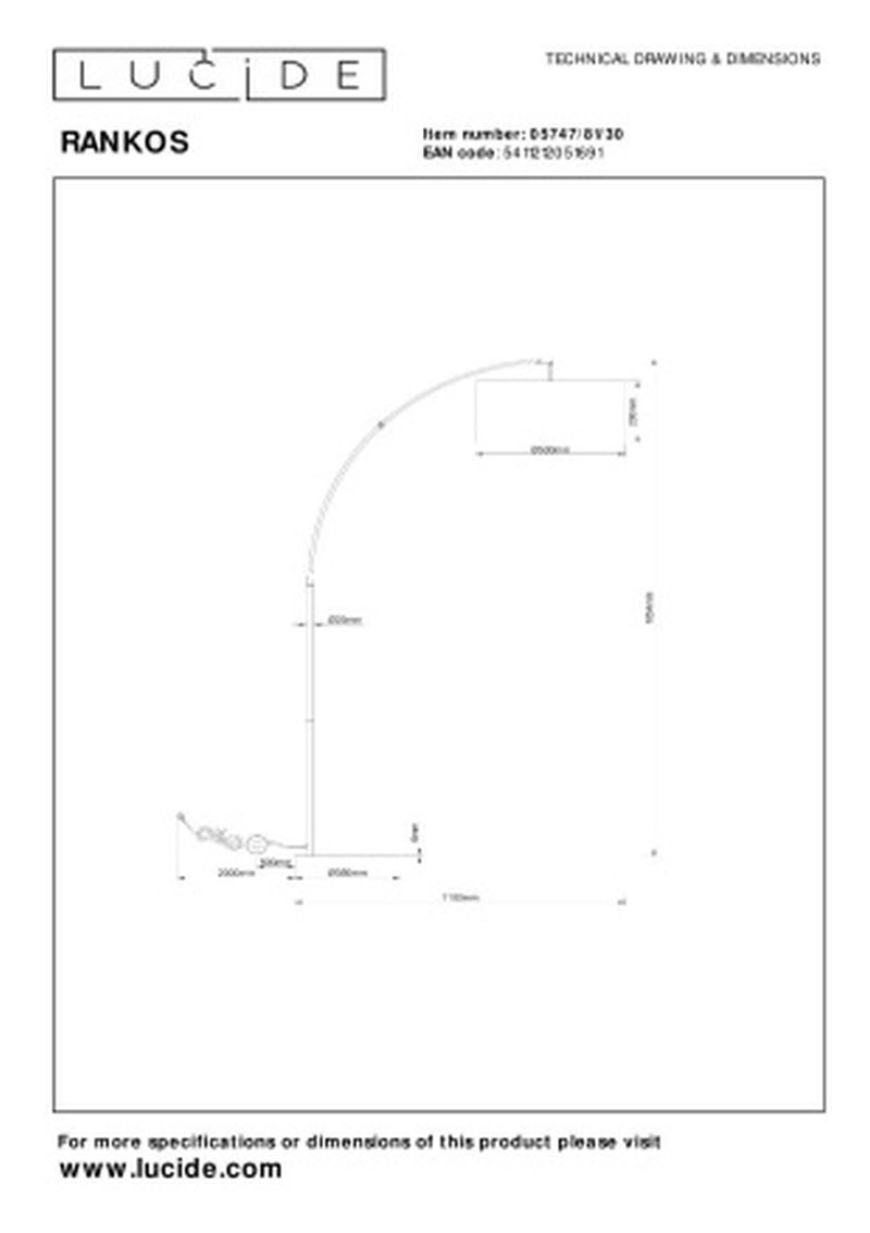 Lucide RANKOS - Stojacia lampa Arc - 1xE27 - Čierna